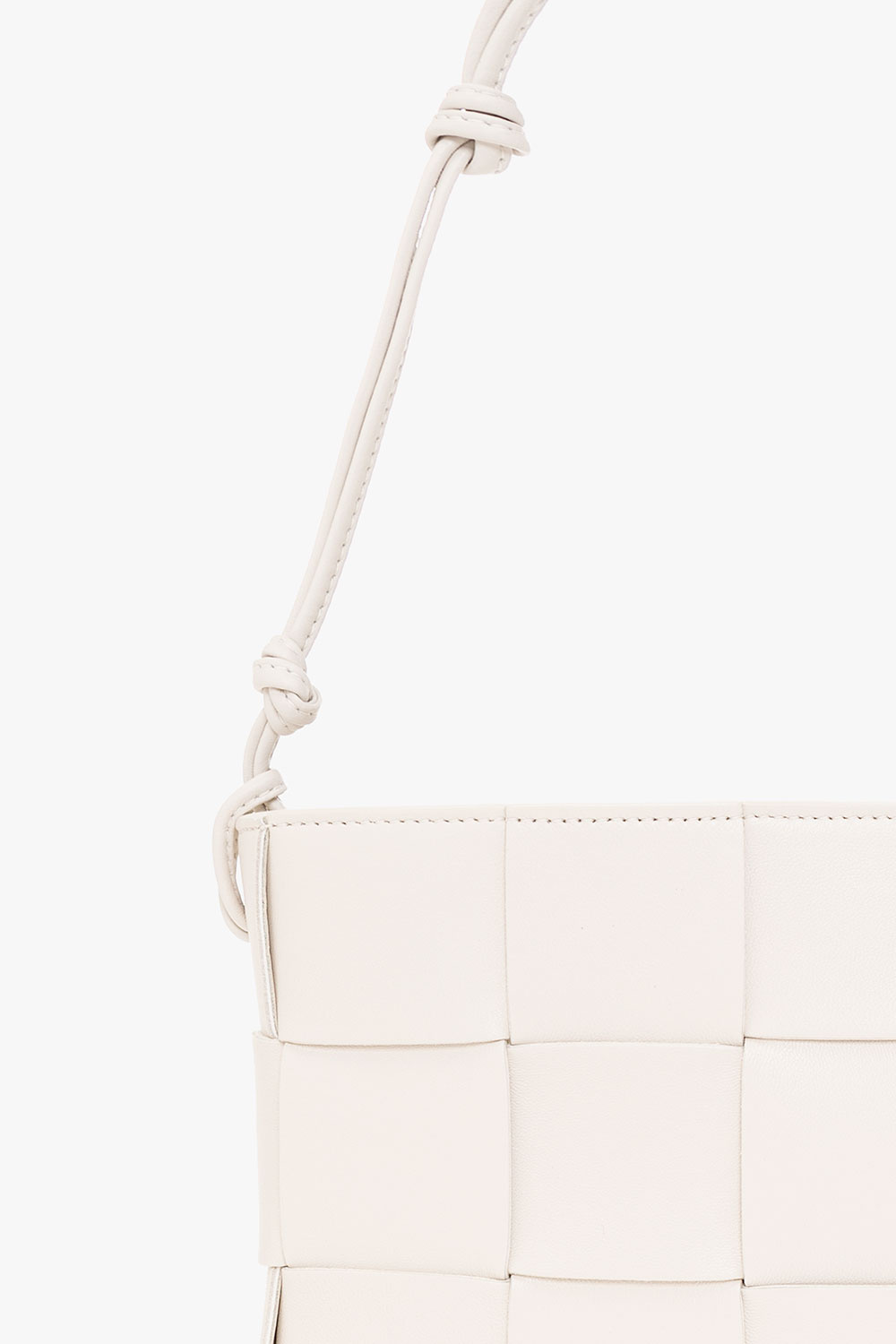 【BOTTEGA VENETA】Cassette Mini Shoulder Bag White Bottega Veneta - Mini Cassette White Woven Leather Camera Bag